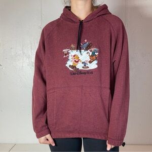 Vintage Disney Winnie the Pooh Ski Slope Embroidered Hooded Sweatshirt